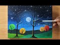 Moonlight Acrylic Painting for Beginners on Canvas 🎨