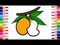 How to draw a mango fruit, easy and simple, step by step